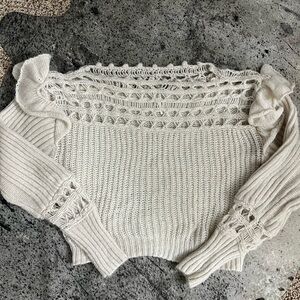 Free People Off-the-Shoulder Cream Sweater